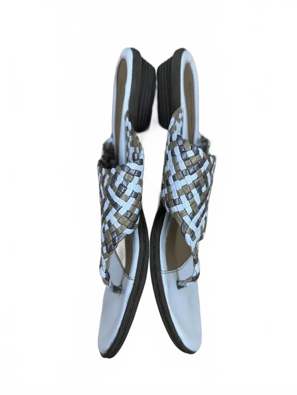 Croft & Barrow Woven Slide Sandals White and Beige‎ Casual Summer Flats